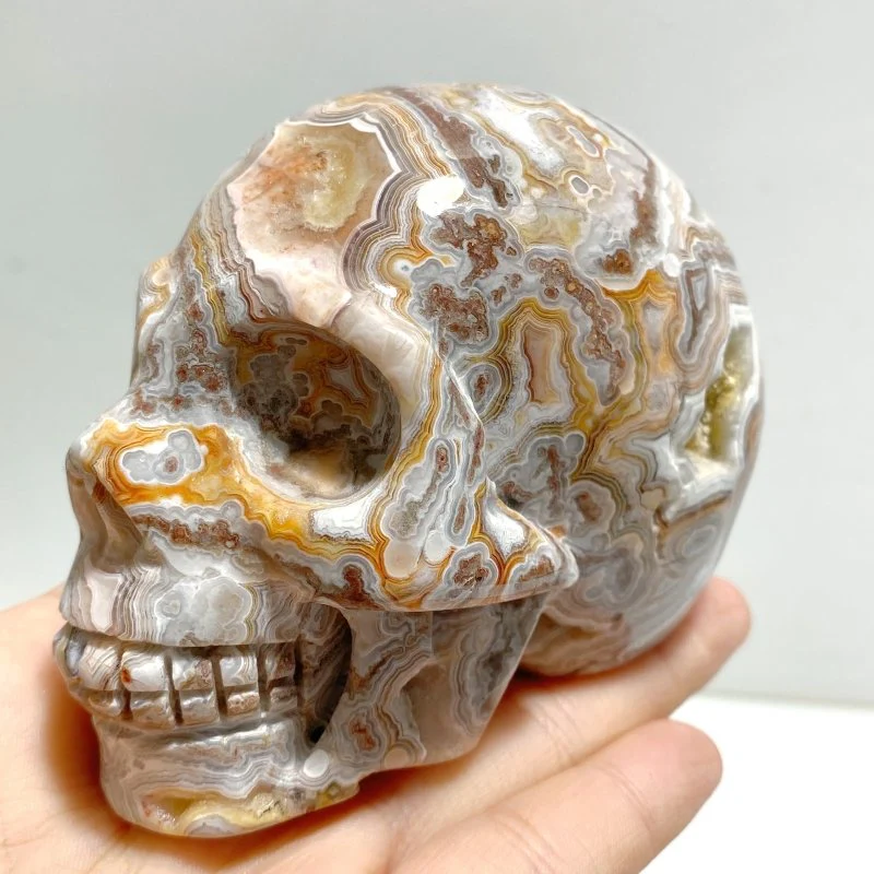 8 Pieces Geode Druzy Morocco Agate Skull Carving #1 - Image 3