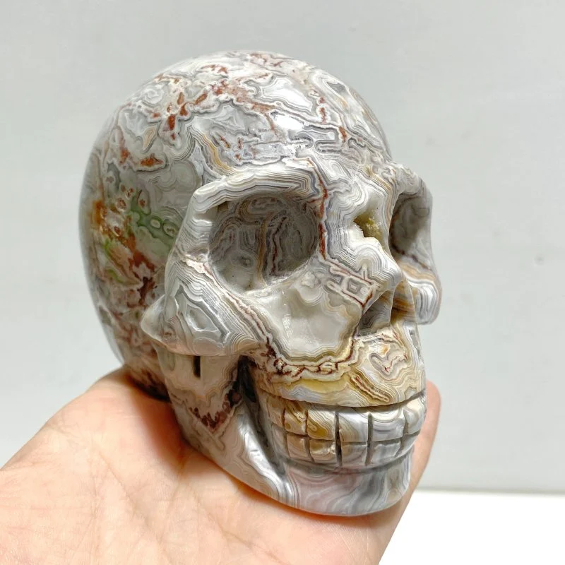 8 Pieces Geode Druzy Morocco Agate Skull Carving #1 - Image 4