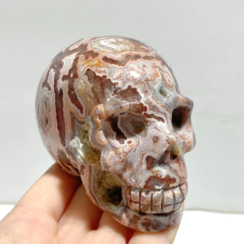 8 Pieces Geode Druzy Morocco Agate Skull Carving #2 - Image 2