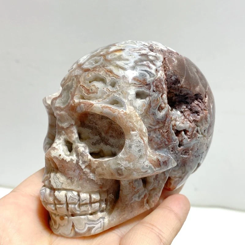 8 Pieces Geode Druzy Morocco Agate Skull Carving #2 - Image 3