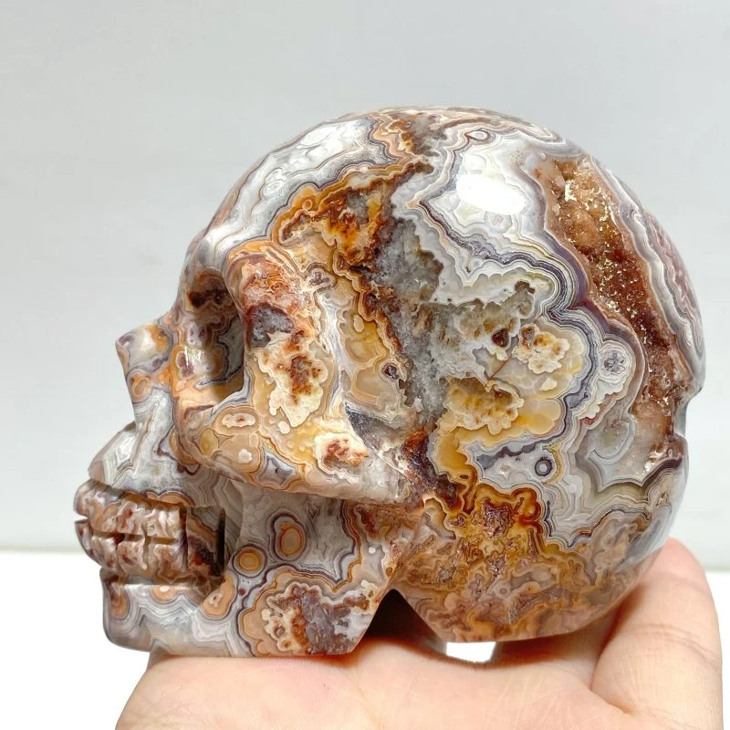 8 Pieces Geode Druzy Morocco Agate Skull Carving #2 - Image 5