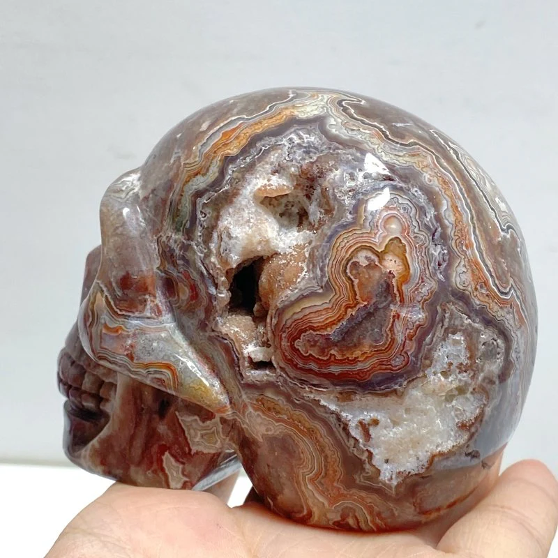 8 Pieces Geode Druzy Morocco Agate Skull Carving #2 - Image 6