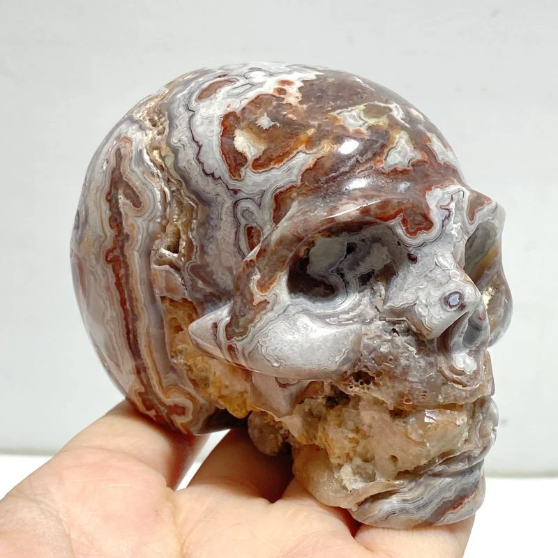 8 Pieces Geode Druzy Morocco Agate Skull Carving #2 - Image 7