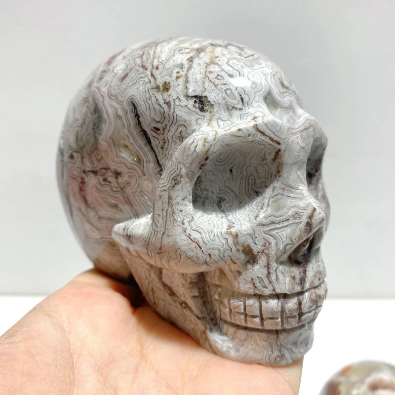 7 Pieces Geode Druzy Morocco Agate Skull Carving #3 - Image 2