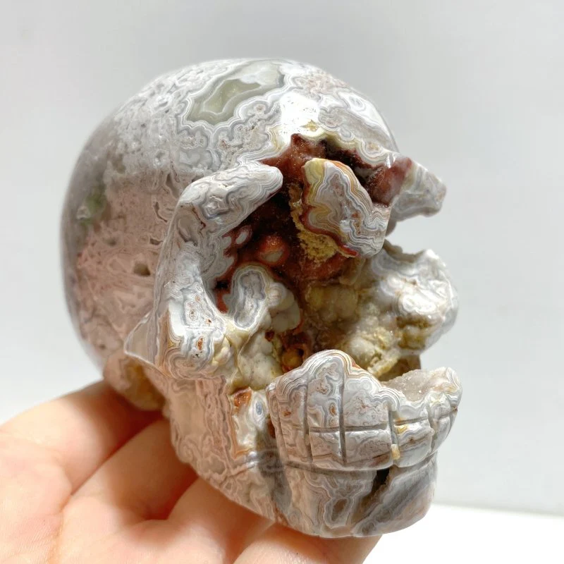 7 Pieces Geode Druzy Morocco Agate Skull Carving #3 - Image 4