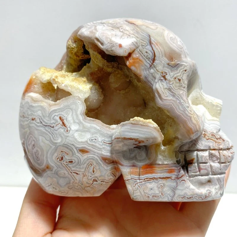 7 Pieces Geode Druzy Morocco Agate Skull Carving #3 - Image 6
