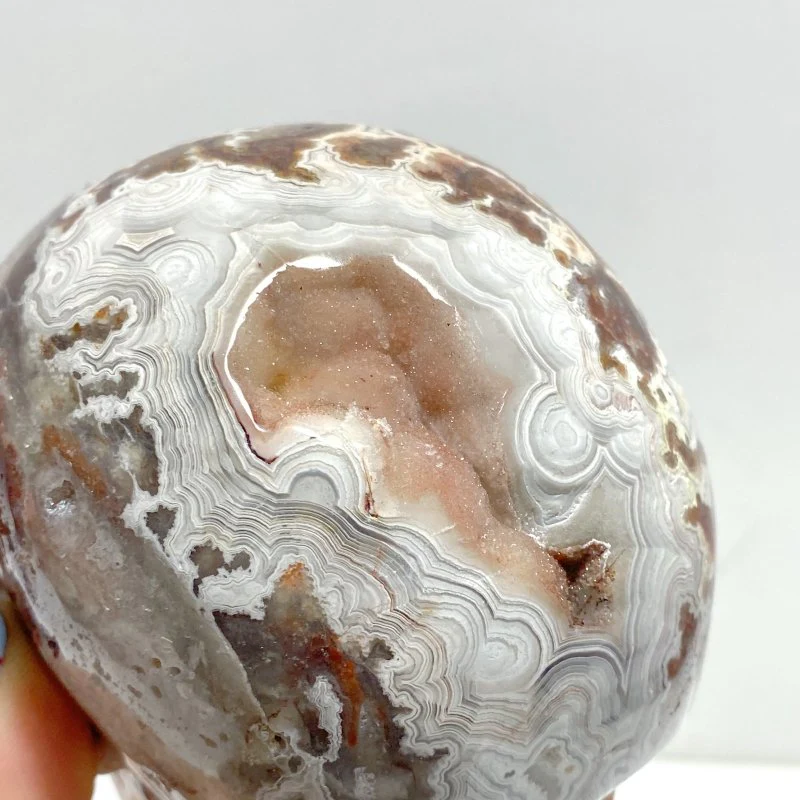 7 Pieces Geode Druzy Morocco Agate Skull Carving #3 - Image 8