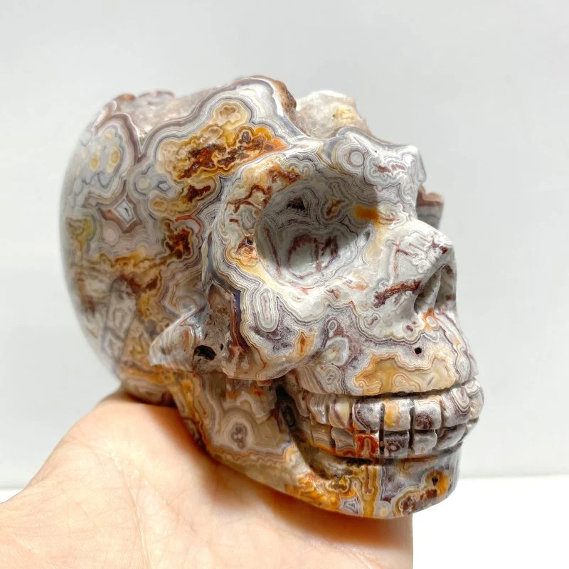 8 Pieces Geode Druzy Morocco Agate Skull Carving #4 - Image 4