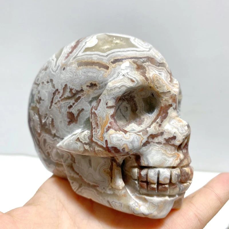 8 Pieces Geode Druzy Morocco Agate Skull Carving #4 - Image 6