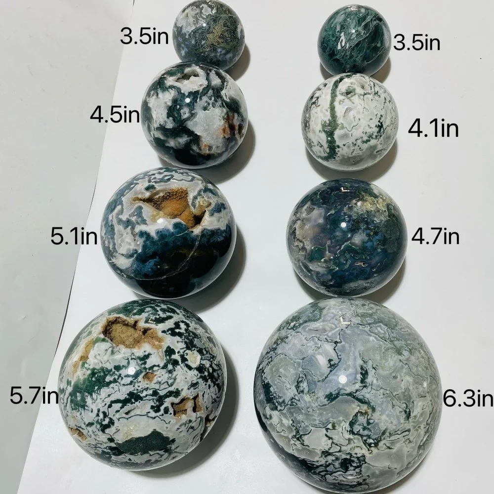 8 Pieces Large Geode Druzy Moss Agate Spheres - Image 2