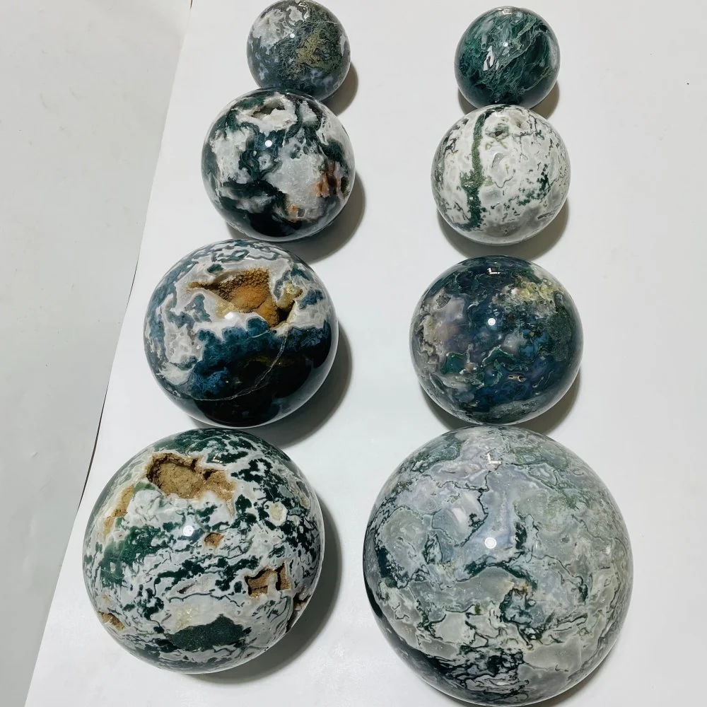 8 Pieces Large Geode Druzy Moss Agate Spheres - Image 3
