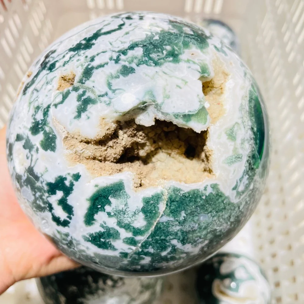 8 Pieces Large Geode Druzy Moss Agate Spheres - Image 7