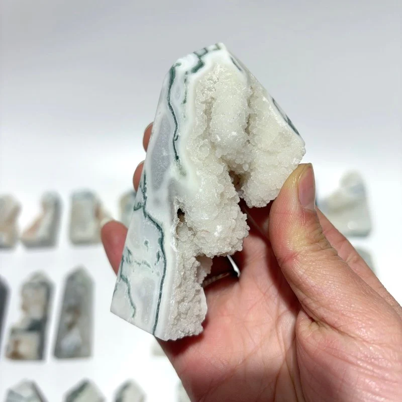 33 Pieces Geode Druzy Moss Agate Tower Points - Image 5