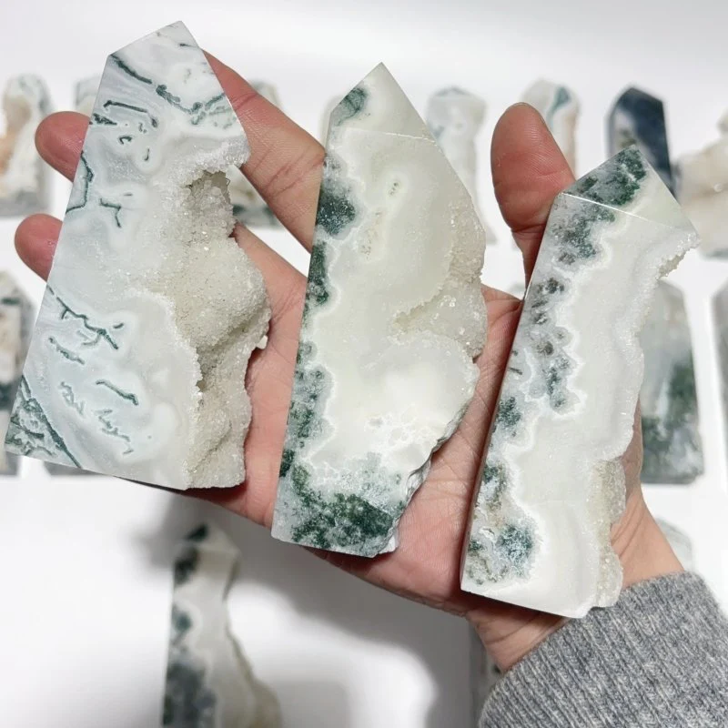 33 Pieces Geode Druzy Moss Agate Tower Points - Image 7