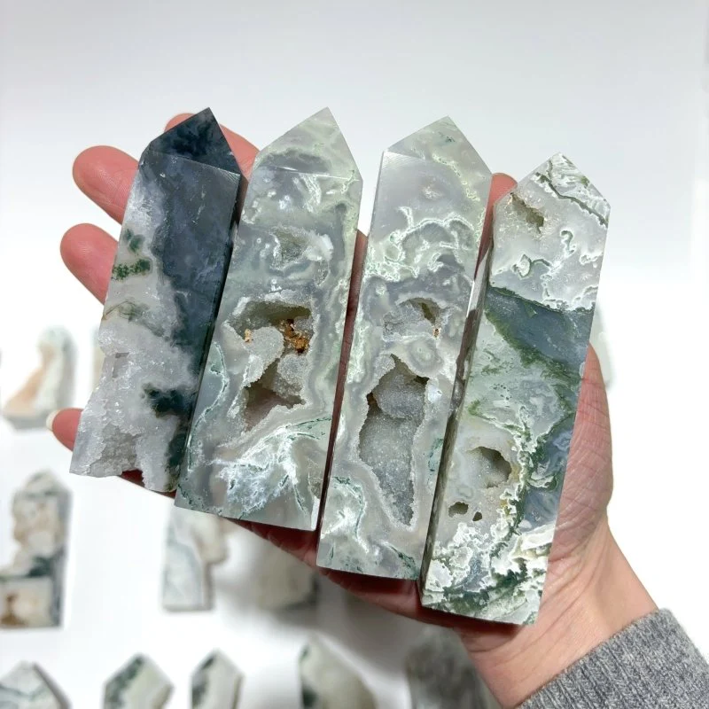33 Pieces Geode Druzy Moss Agate Tower Points - Image 8