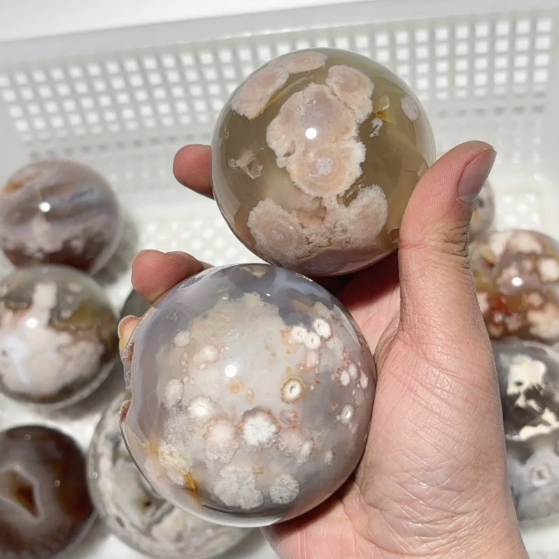 13 Pieces Geode Druzy Sakura Flower Agate Spheres - Image 10