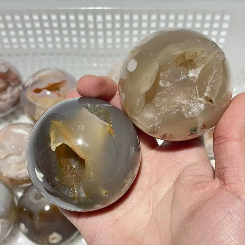 13 Pieces Geode Druzy Sakura Flower Agate Spheres - Image 4