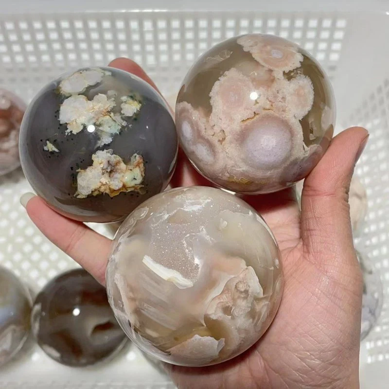 13 Pieces Geode Druzy Sakura Flower Agate Spheres - Image 5