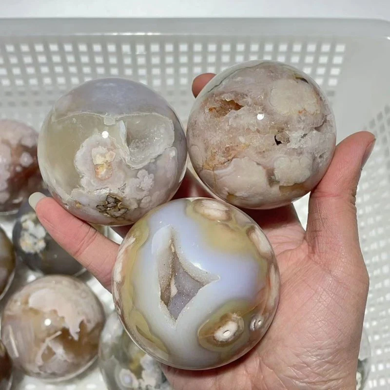 13 Pieces Geode Druzy Sakura Flower Agate Spheres - Image 6