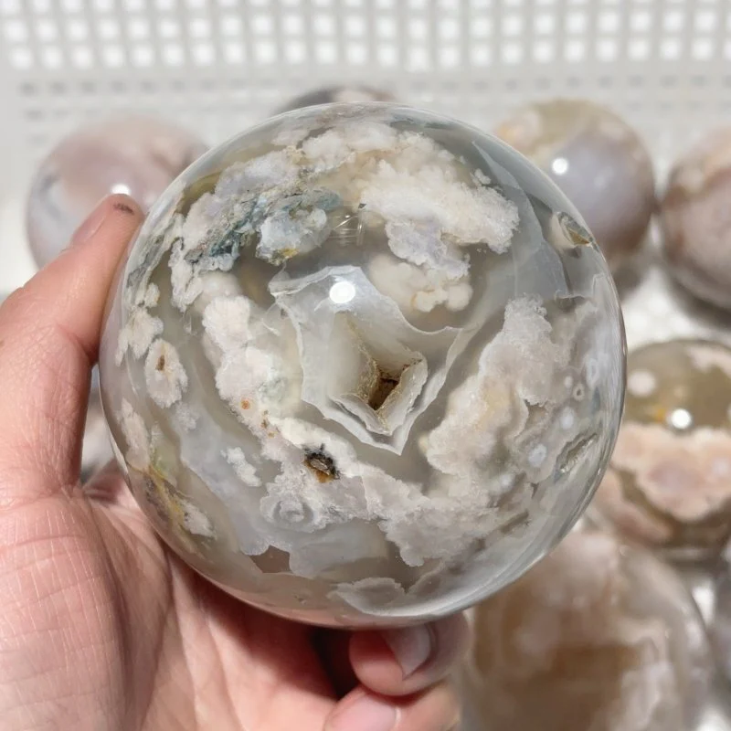 13 Pieces Geode Druzy Sakura Flower Agate Spheres - Image 8
