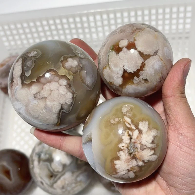 13 Pieces Geode Druzy Sakura Flower Agate Spheres - Image 9