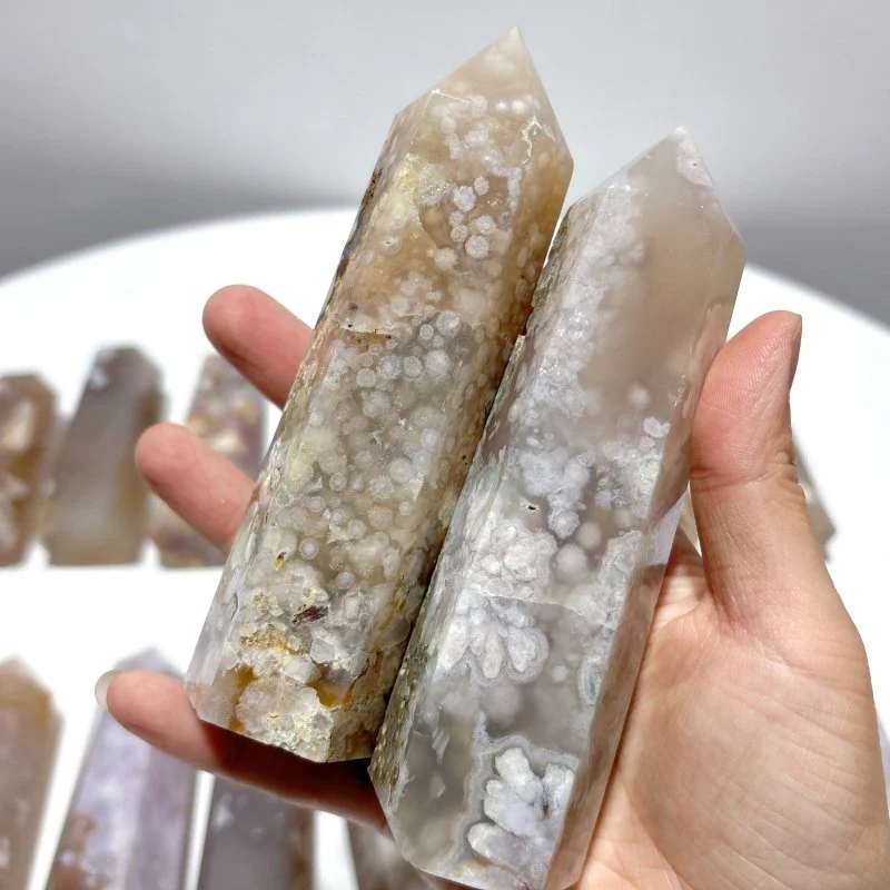 16 Pieces Fat Sakura Flower Agate Tower Points - Image 3