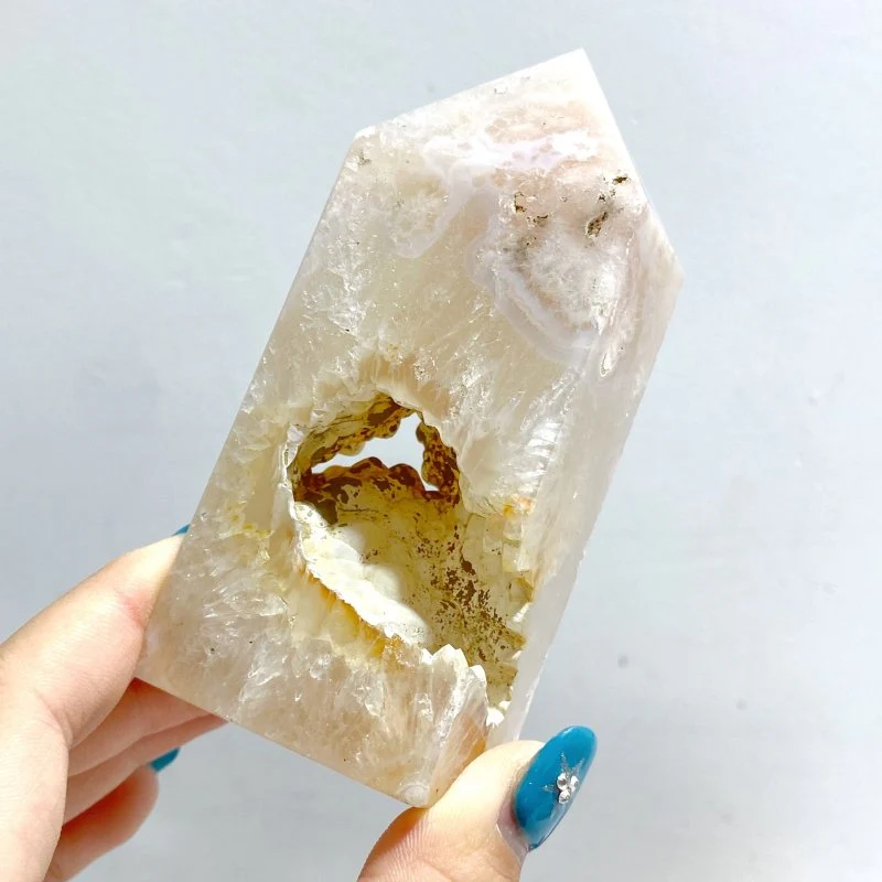 20 Pieces Geode Sakura Flower Agate Tower Points - Image 2