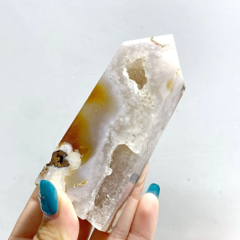 20 Pieces Geode Sakura Flower Agate Tower Points - Image 3