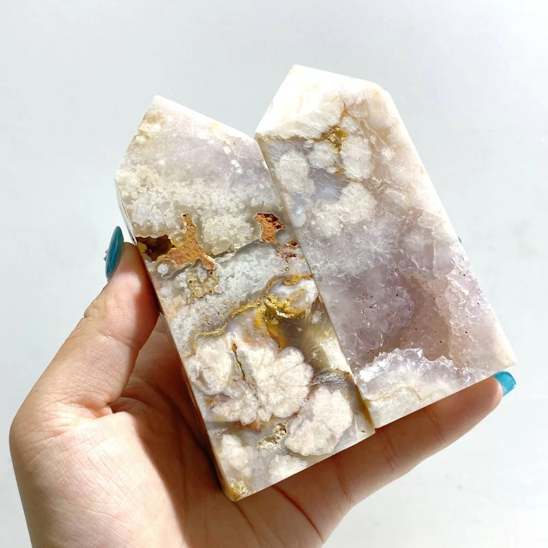 20 Pieces Geode Sakura Flower Agate Tower Points - Image 7
