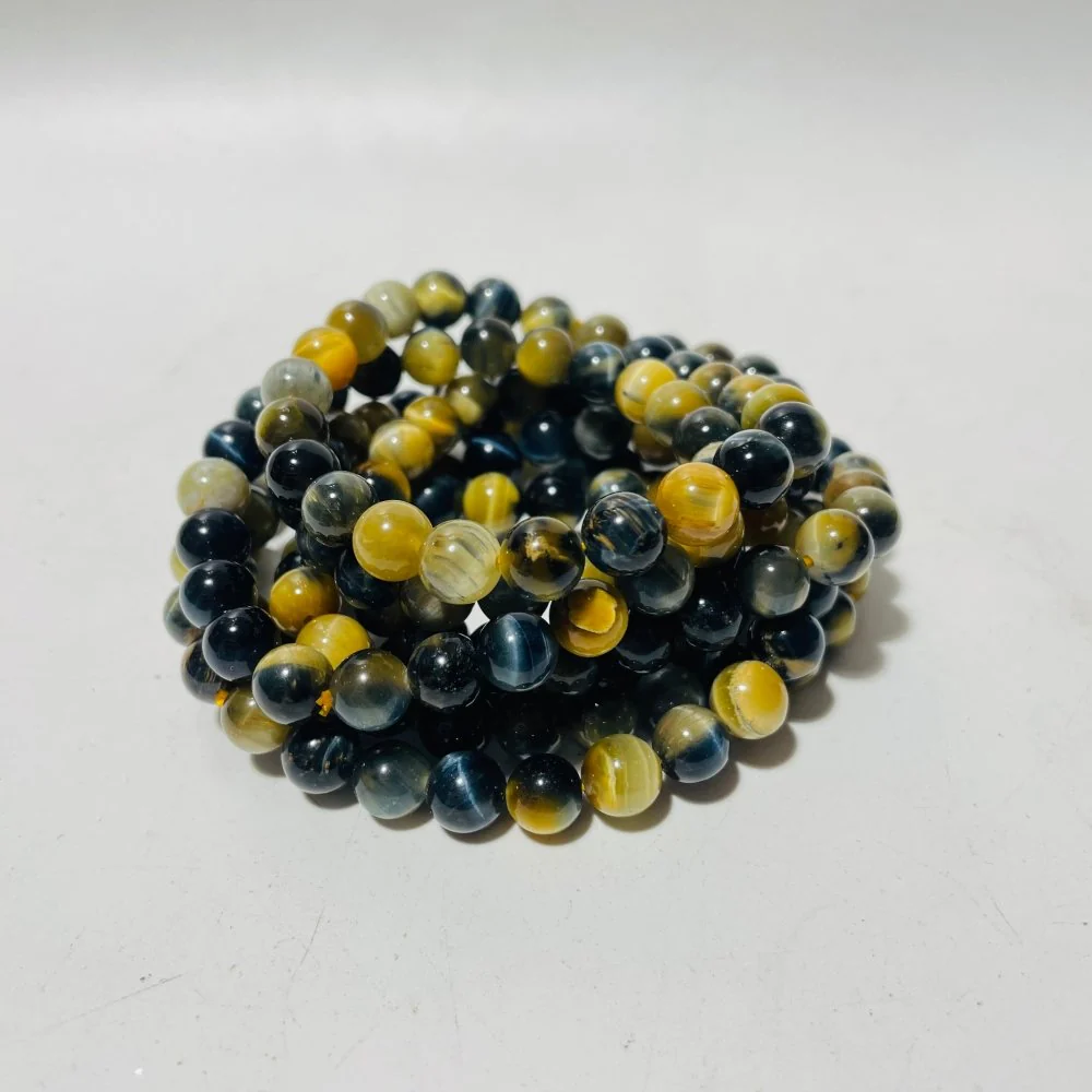 2 Types Stone Bracelet Wholesale Gold Blue Tiger Eye&Pink Opal - Image 3