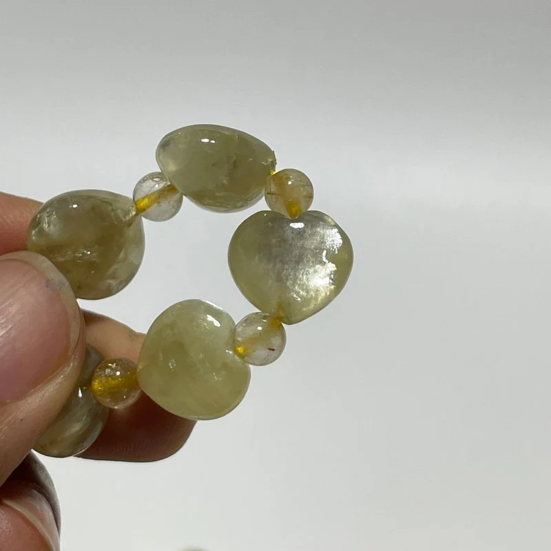 Gold Mica Heart With Gold Rutile Bead Bracelet Wholesale - Image 4
