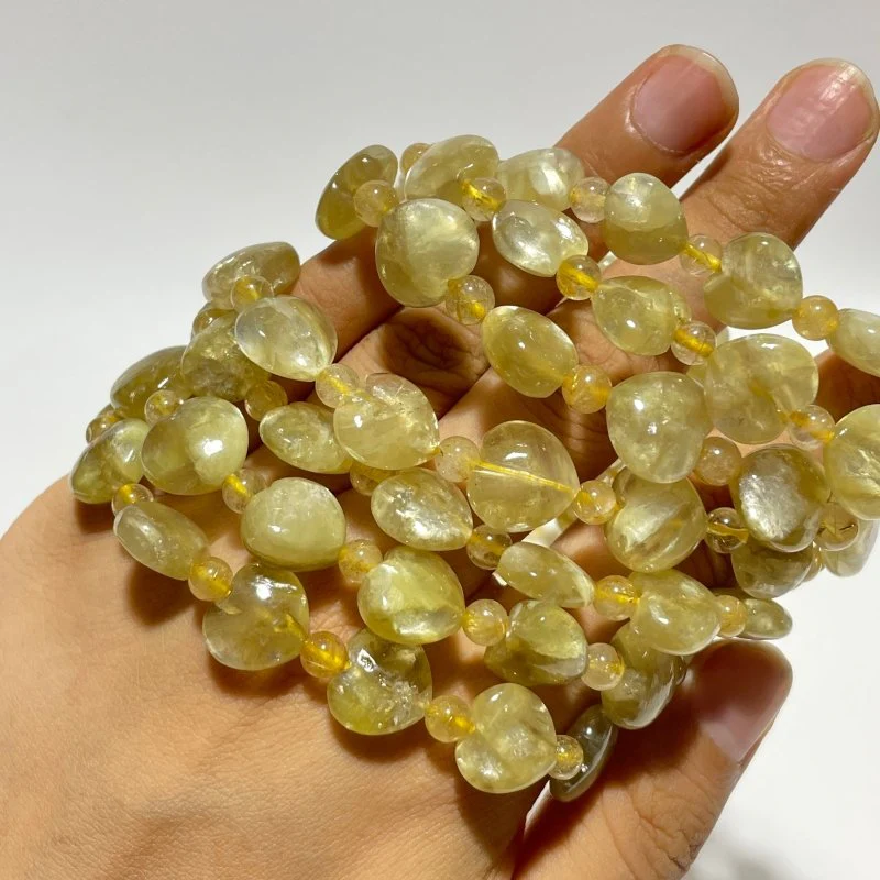 Gold Mica Heart With Gold Rutile Bead Bracelet Wholesale - Image 5