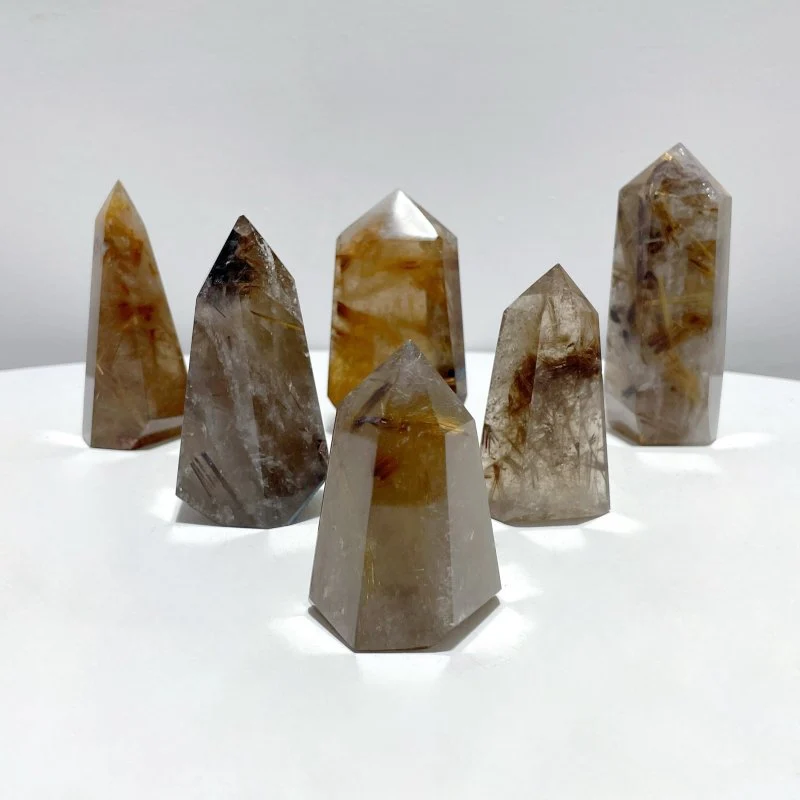 6 Pieces Gold Rutilated Quartz Points - Image 6