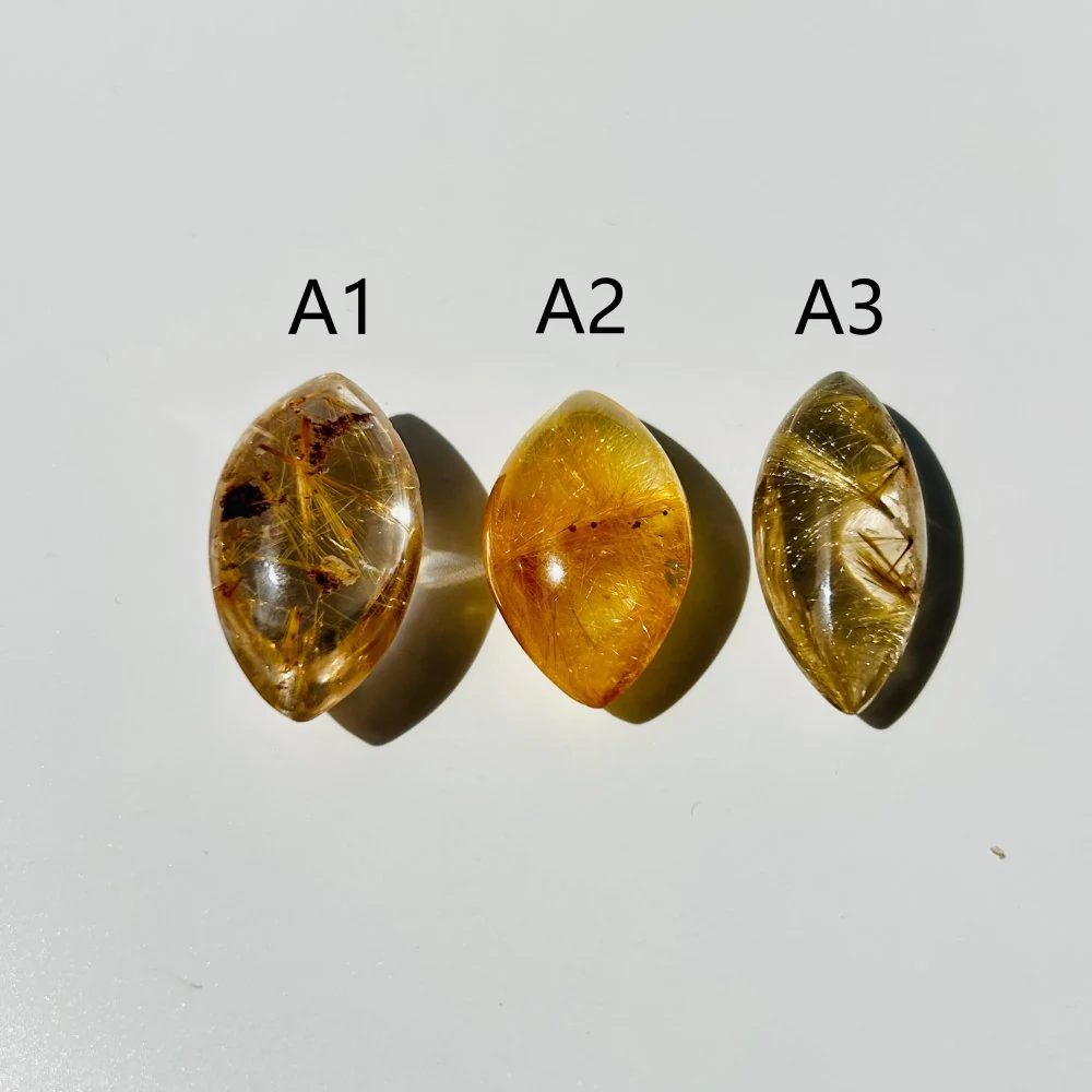 Gold Rutile Quartz Marquise Shape For Jewelry Making DIY Pendant - Image 2