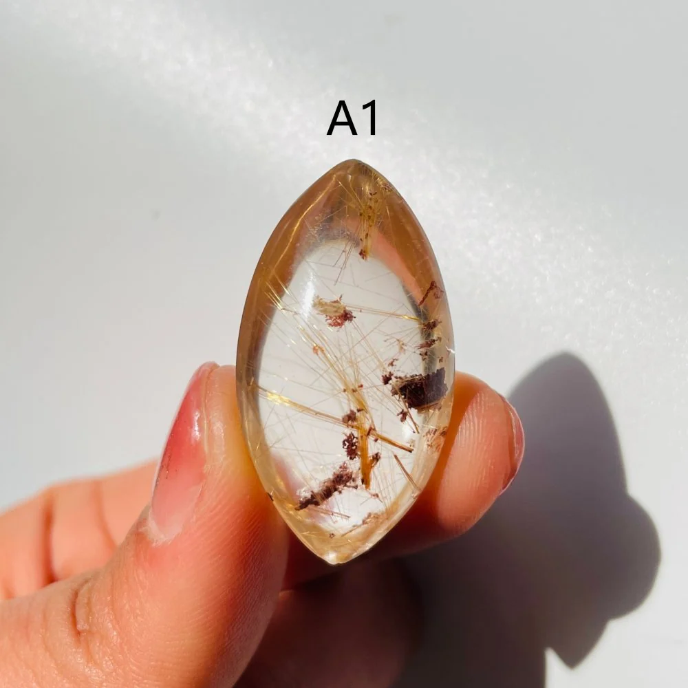 Gold Rutile Quartz Marquise Shape For Jewelry Making DIY Pendant - Image 3