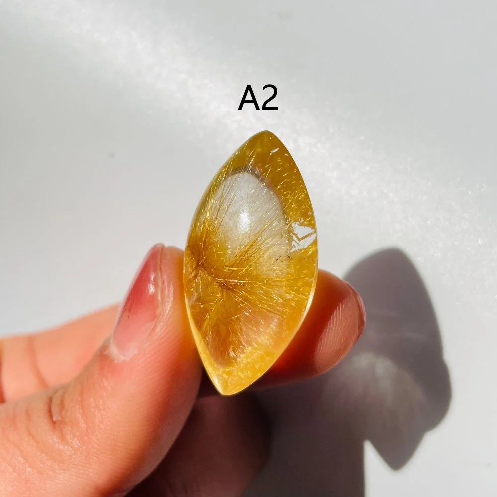 Gold Rutile Quartz Marquise Shape For Jewelry Making DIY Pendant - Image 4