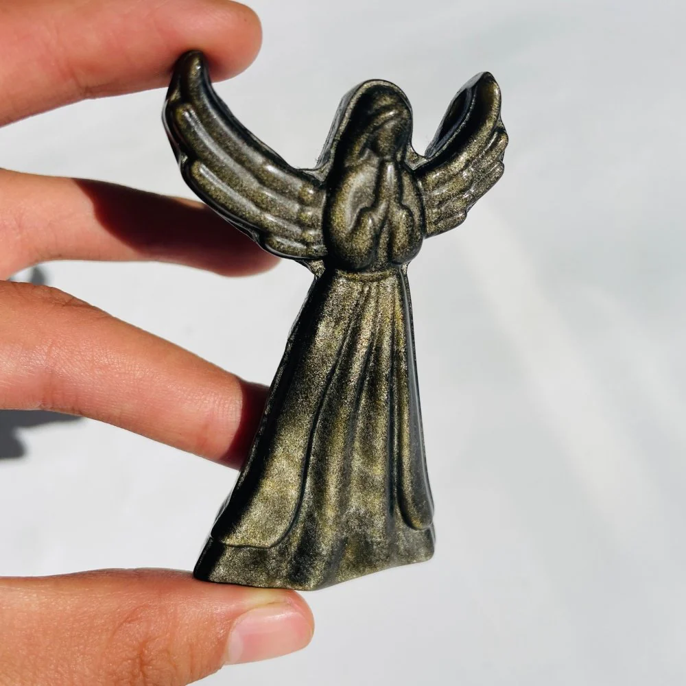 Gold Sheen Obsidian Angel Carving Wholesale - Image 2