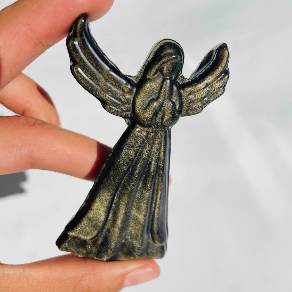 Gold Sheen Obsidian Angel Carving Wholesale - Image 3