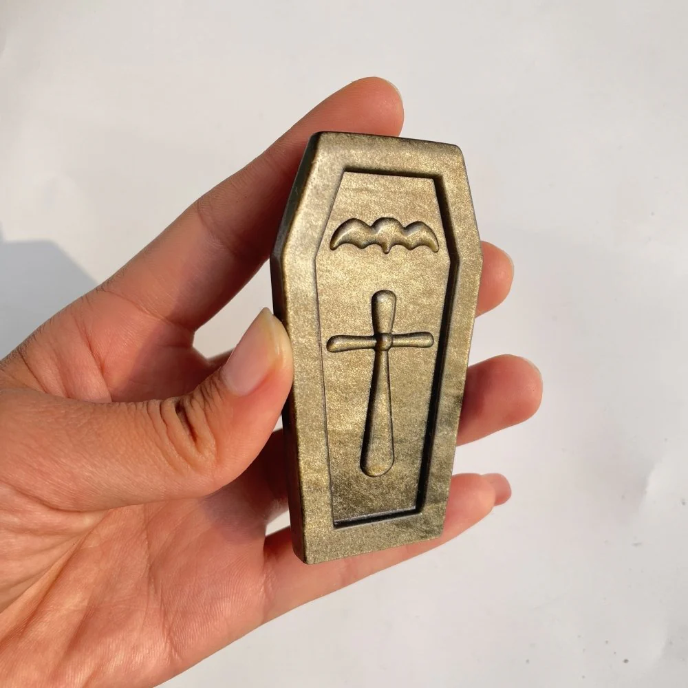 Gold Sheen Obsidian Coffin Carving Wholesale - Image 4