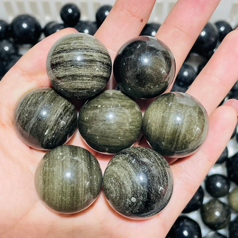 217 Pieces Gold Sheen Obsidian Mixed Silver Sheen Obsidian Spheres - Image 7
