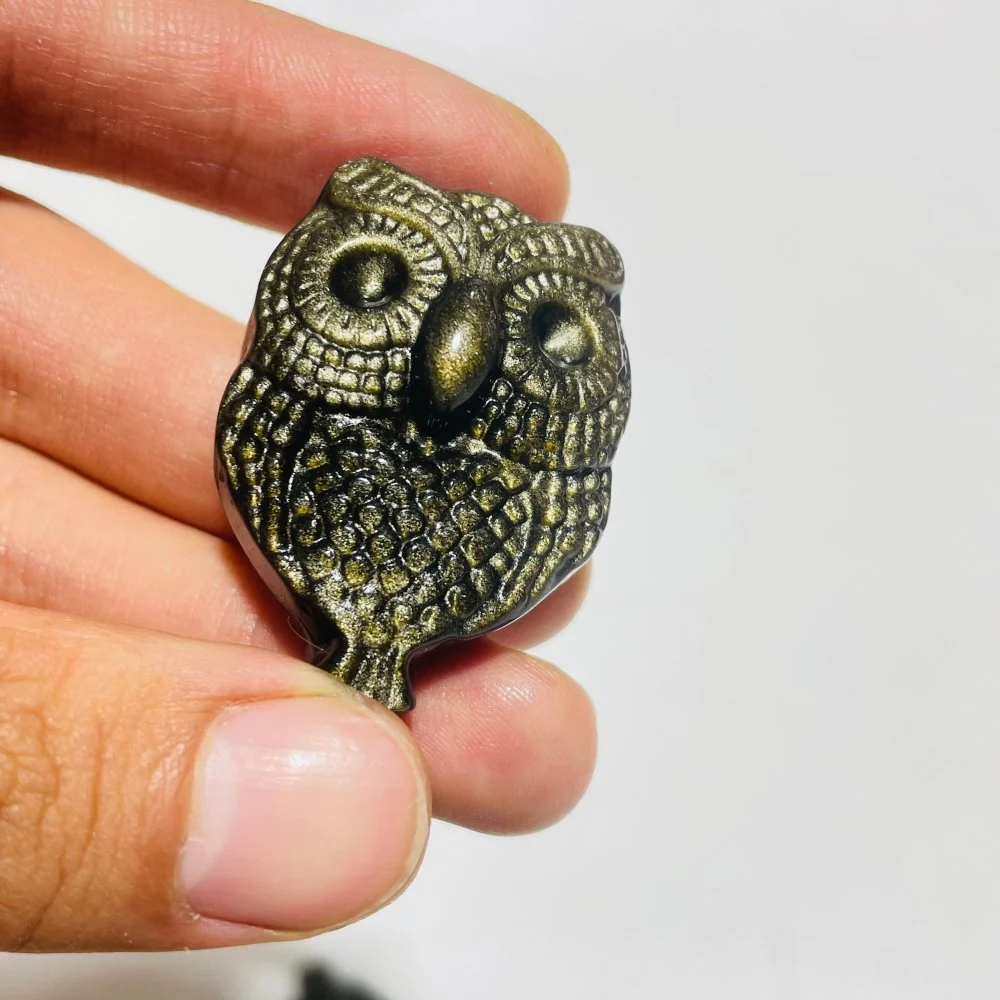 Gold Sheen Obsidian Owl Carving Wholesale - Image 3
