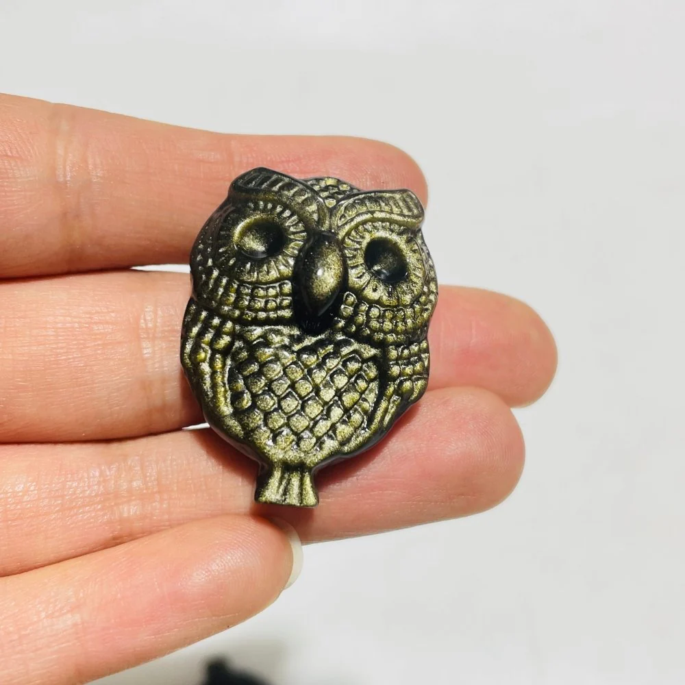 Gold Sheen Obsidian Owl Carving Wholesale - Image 5