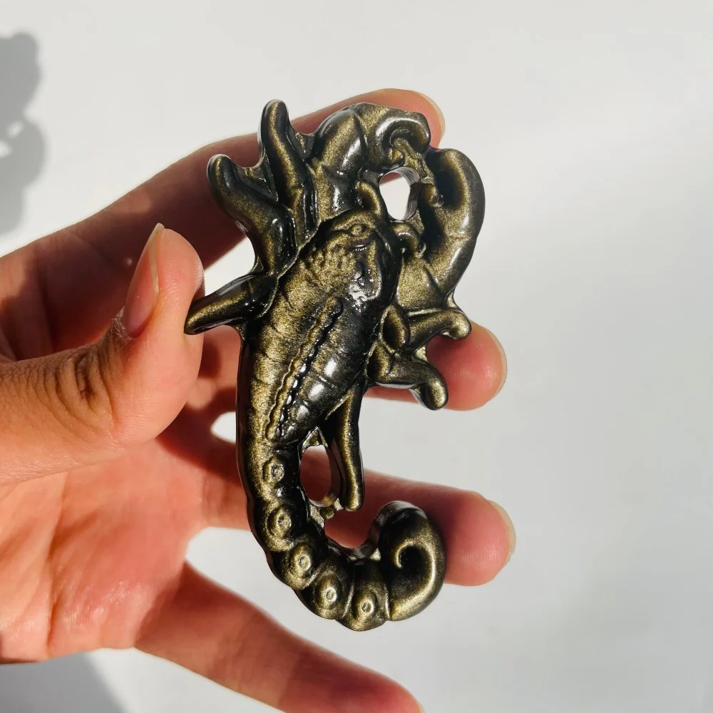 Gold Sheen Obsidian Scorpion Carving Wholesale - Image 2
