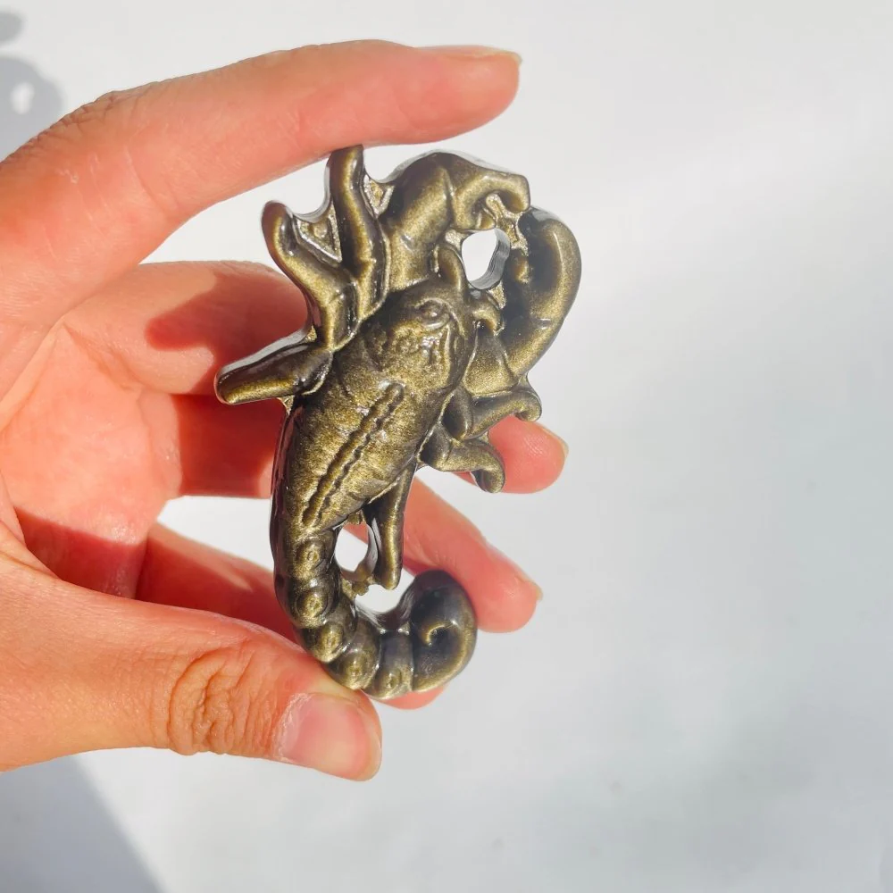 Gold Sheen Obsidian Scorpion Carving Wholesale - Image 4