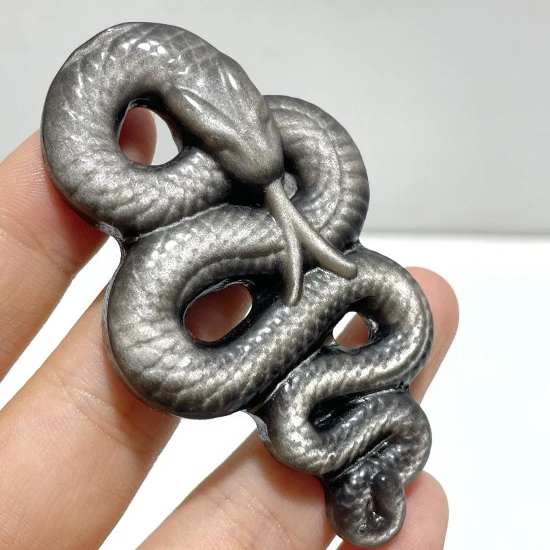 Gold Sheen Obsidian Silver Sheen Obsidian Snake Carving Wholesale