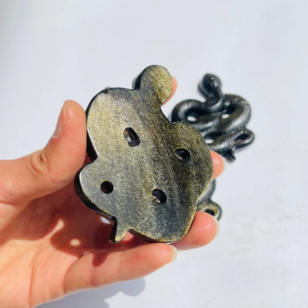 Gold Sheen Obsidian Snake Carving Wholesale - Image 2