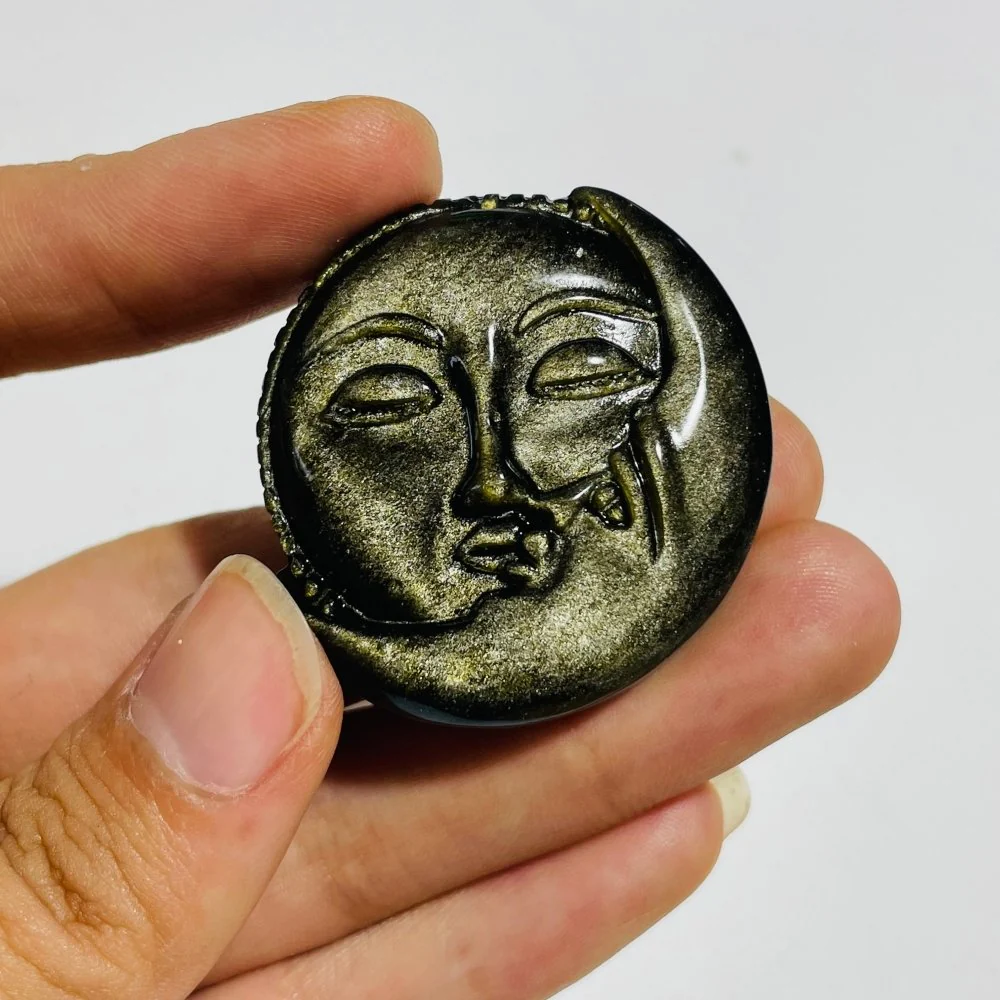 Gold Sheen Obsidian Sun&Moon Carving Wholesale - Image 3