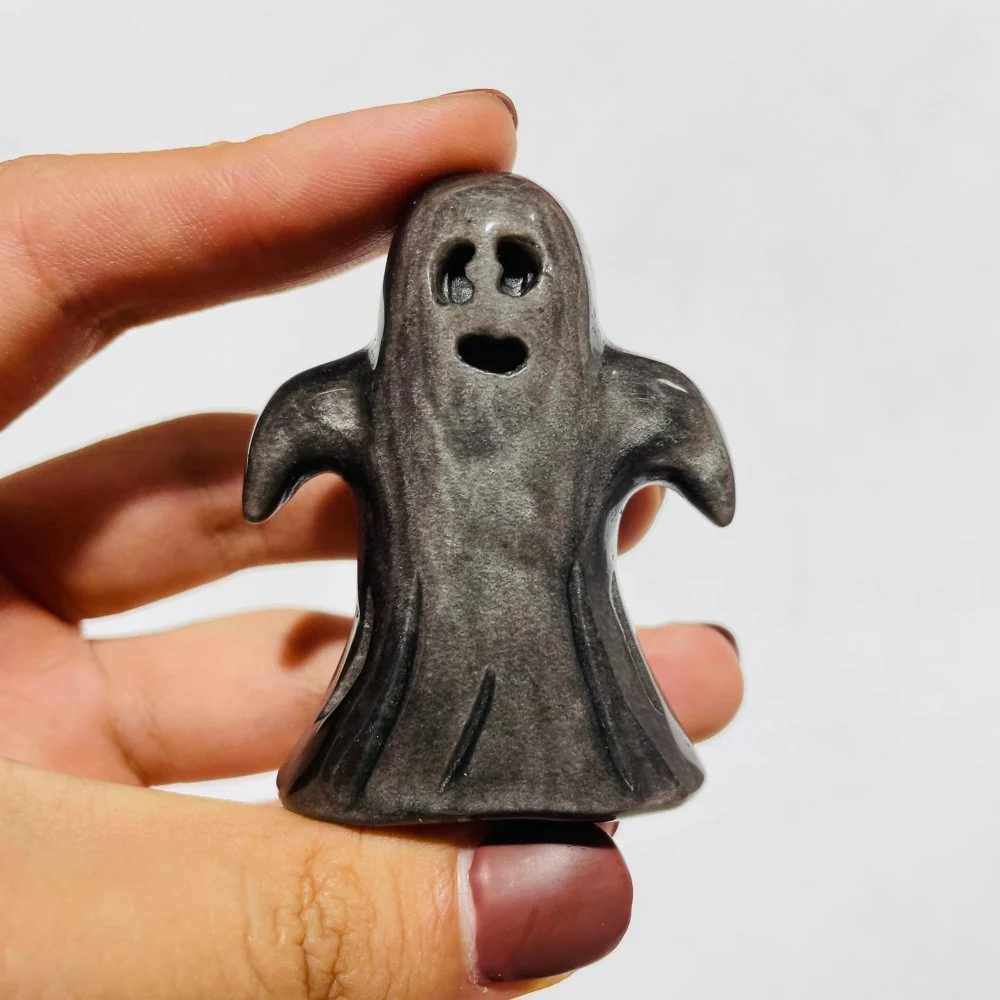 Gold Sheen & Silver Sheen Obsidian Ghost Carving Wholesale - Image 2