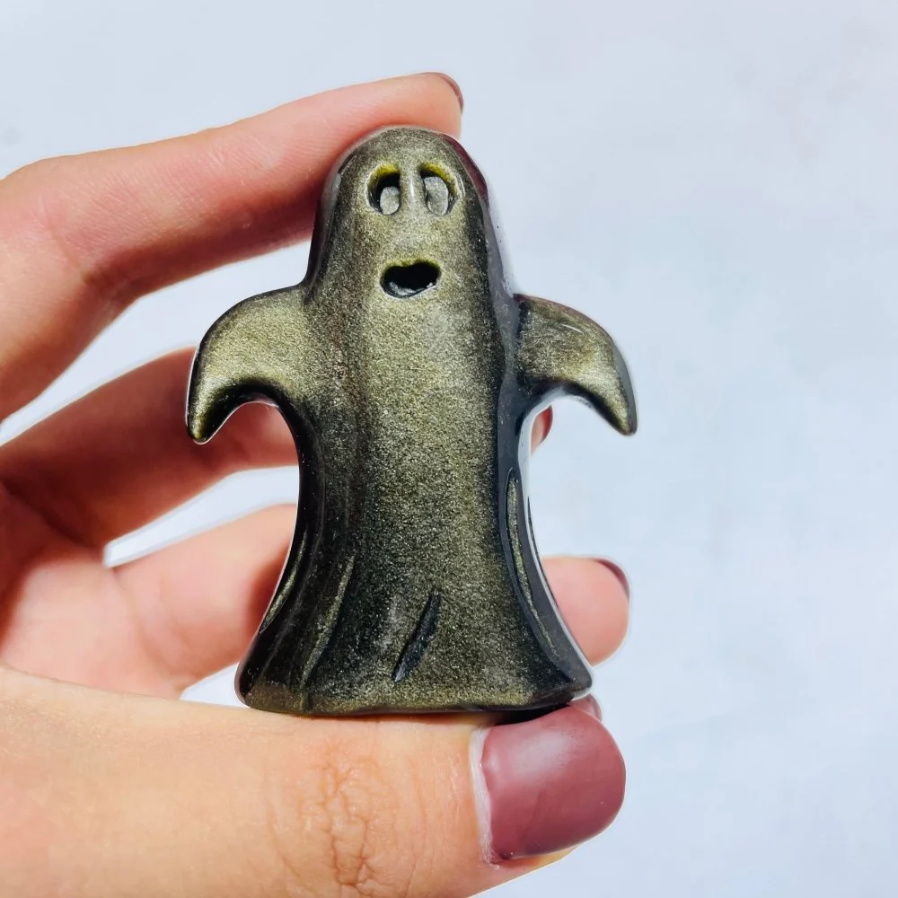 Gold Sheen & Silver Sheen Obsidian Ghost Carving Wholesale - Image 3