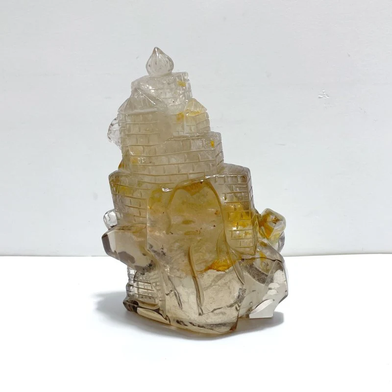 Golden Healer Quartz Hematoid Fire Quartz Flying Dragon Castle Carving - Image 3